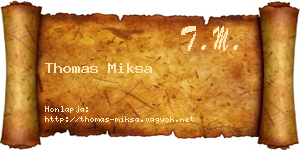 Thomas Miksa névjegykártya